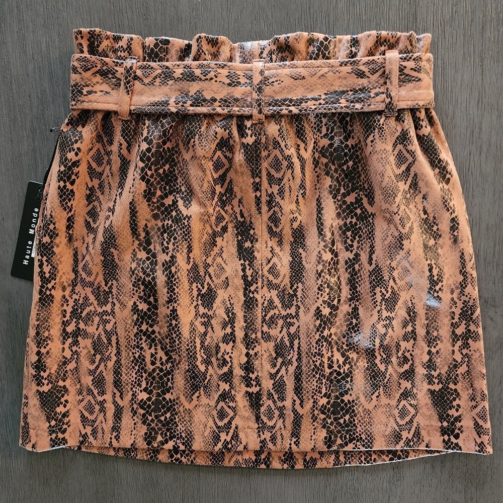 Haute Monde Skirt Faux Leather Snake Print Size Large NWT - Picture 2 of 8
